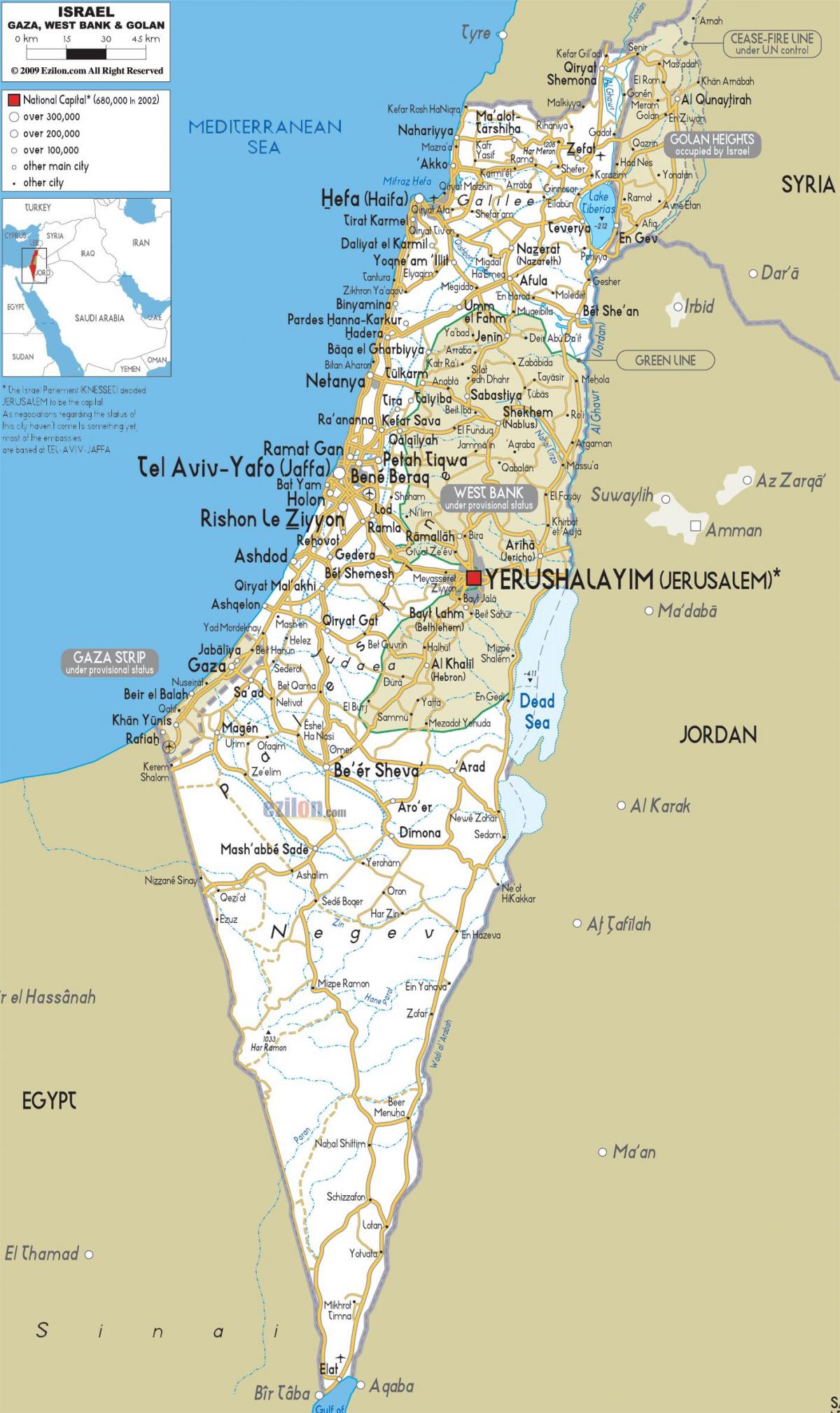 peta israel jalan