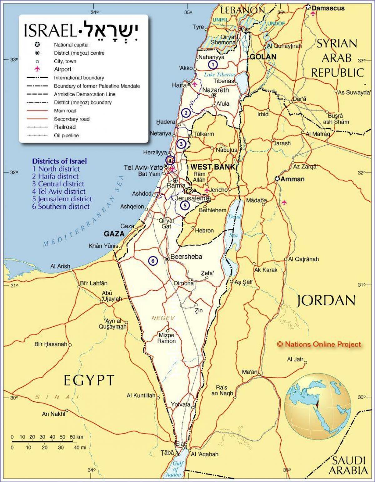 israel wilayah peta